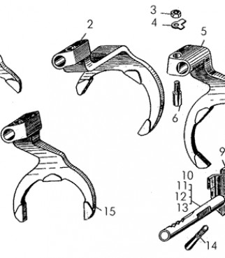 Валики, вилки переключения передач, детали крепления Т-170